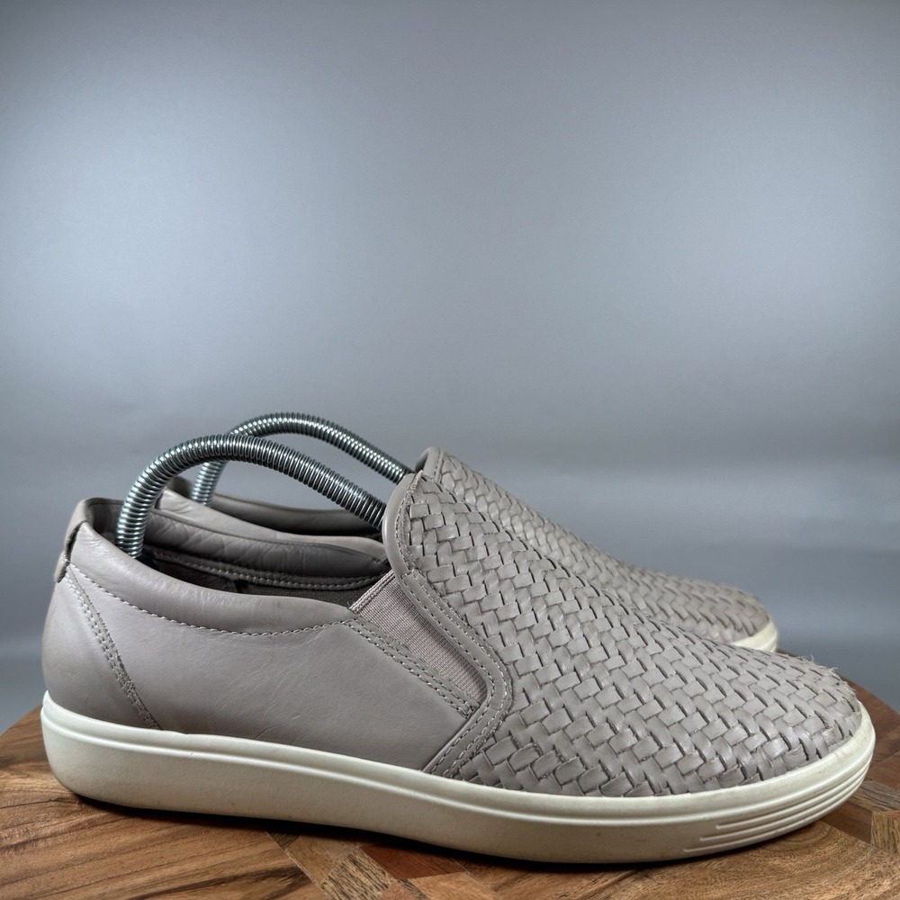 Ecco Soft 7 Sneakers Shoes Women's EU‎ 41 US 10 Grey Leather Slip On